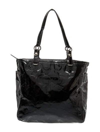 Pre-owned Coach Patent Leather Top Handle Bag In Black