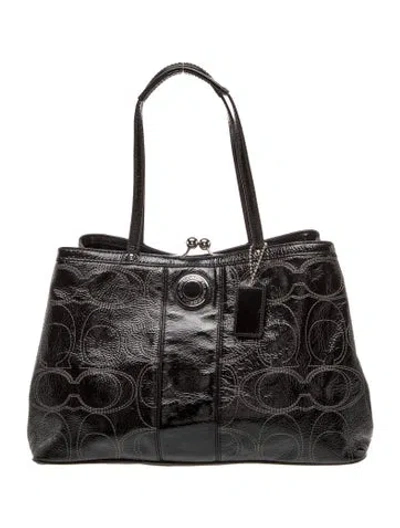 Pre-owned Coach Patent Leather Top Handle Bag In Black