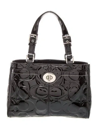 Pre-owned Coach Patent Leather Top Handle Bag In Black