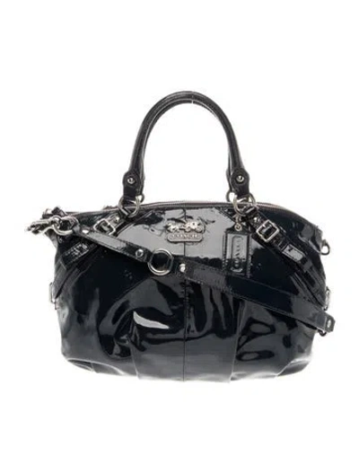 Pre-owned Coach Patent Leather Top Handle Bag In Blue