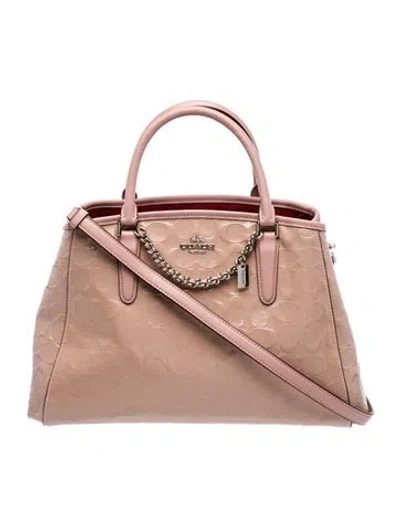 Pre-owned Coach Patent Leather Top Handle Bag In Brown