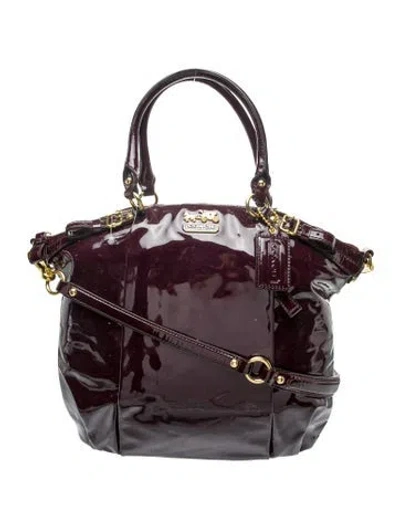 Pre-owned Coach Patent Leather Top Handle Bag In Burgundy