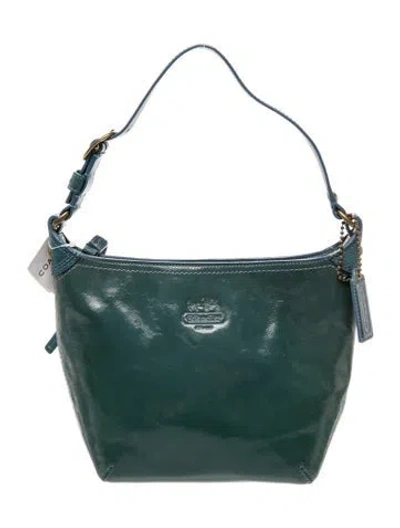 Pre-owned Coach Patent Leather Top Handle Bag In Green