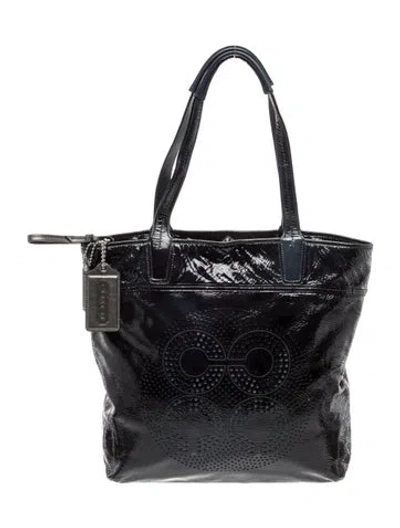 Pre-owned Coach Patent Leather Top Handle Bag In Green