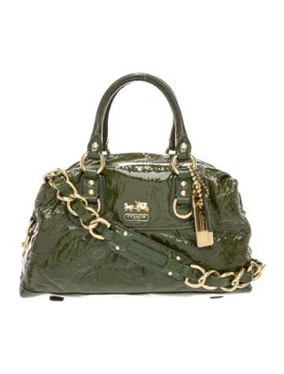 Pre-owned Coach Patent Leather Top Handle Bag In Green