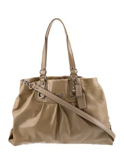Pre-owned Coach Patent Leather Top Handle Bag In Neutral
