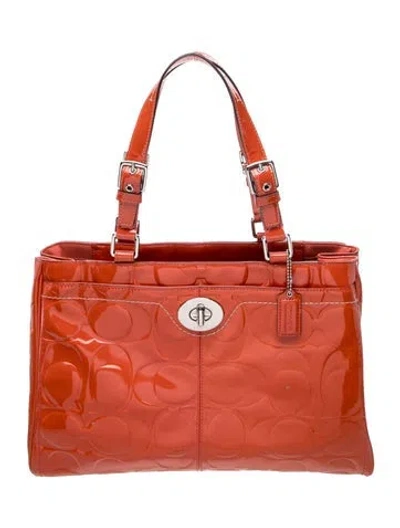 Pre-owned Coach Patent Leather Top Handle Bag In Pink