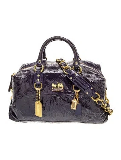 Pre-owned Coach Patent Leather Top Handle Bag In Purple