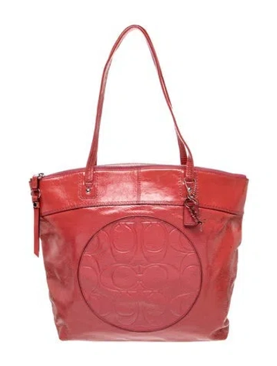 Pre-owned Coach Patent Leather Top Handle Bag In Red