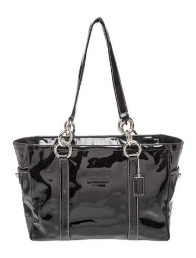 Pre-owned Coach Patent Leather Tote In Black