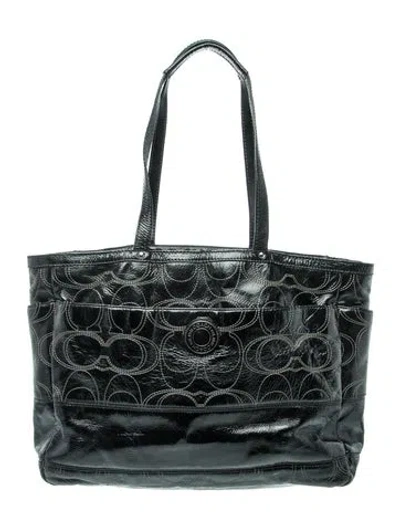Pre-owned Coach Patent Leather Tote In Black