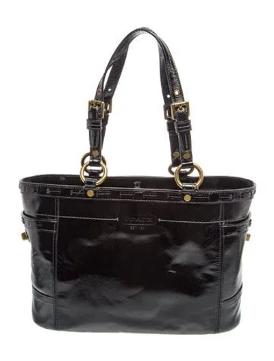 Pre-owned Coach Patent Leather Tote In Black