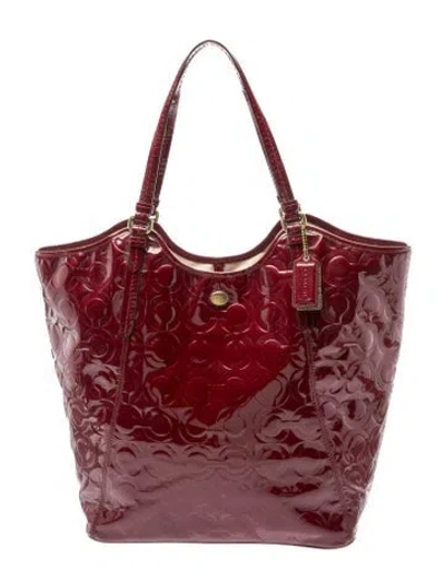 Pre-owned Coach Patent Leather Tote In Burgundy