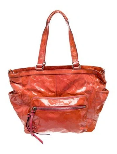 Pre-owned Coach Patent Leather Tote In Red
