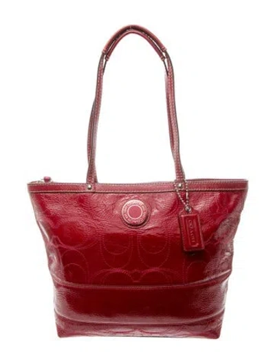 Pre-owned Coach Patent Leather Tote In Red