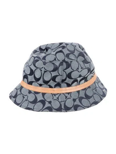 Pre-owned Coach Pattern Print Bucket Hat In Blue