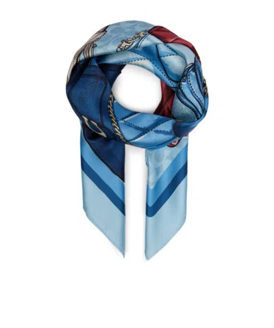 Coach Pattern Silk Scarf In Blue