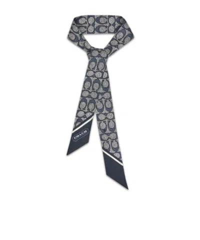 Coach Pattern Silk Scarf In Green