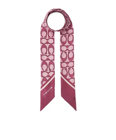 Coach Pattern Silk Scarf In Pink