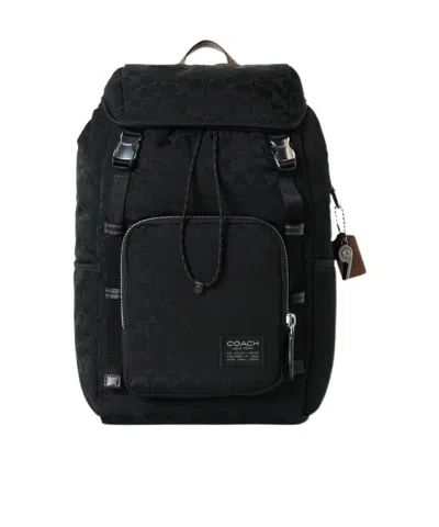 Coach Patterned Backpack In Black