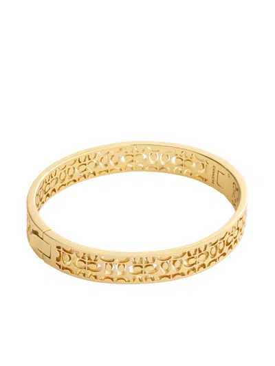 Coach Patterned Bangle In Gold