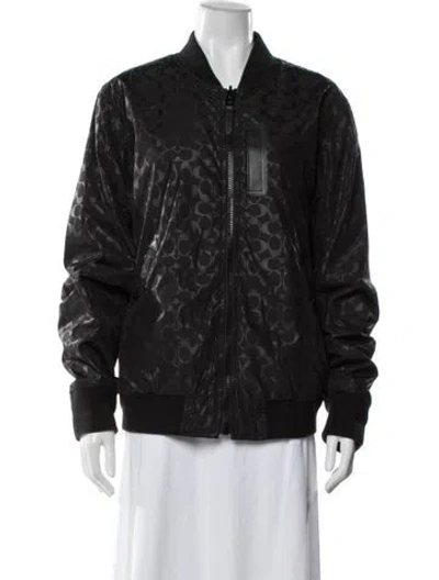 Pre-owned Coach Patterned Bomber Jacket In Black