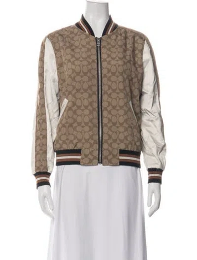 Pre-owned Coach Patterned Bomber Jacket In Neutrals