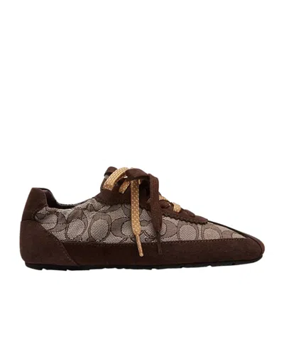 Coach Patterned Calf Leather Sneakers In Brown