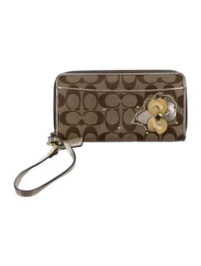 Pre-owned Coach Patterned Continental Wallet In Brown