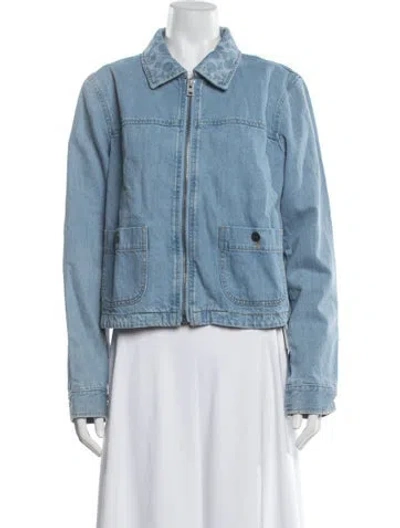 Pre-owned Coach Patterned Denim Jacket In Blue