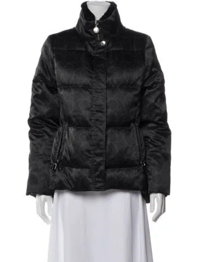 Pre-owned Coach Patterned Down Jacket In Black