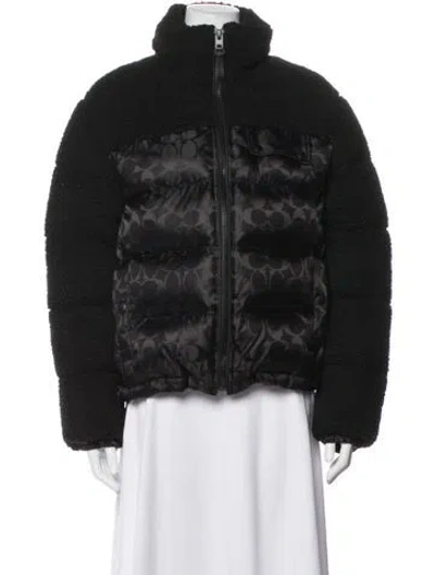 Pre-owned Coach Patterned Down Jacket In Black