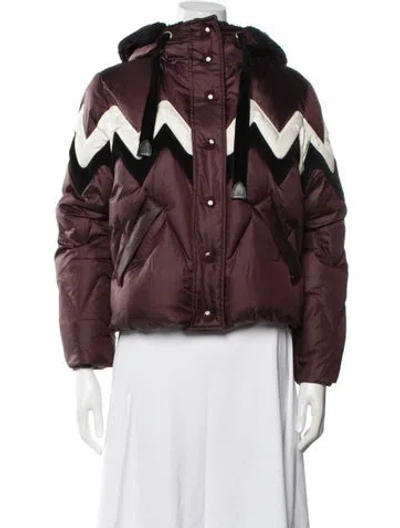 Pre-owned Coach Patterned Down Jacket In Burgundy