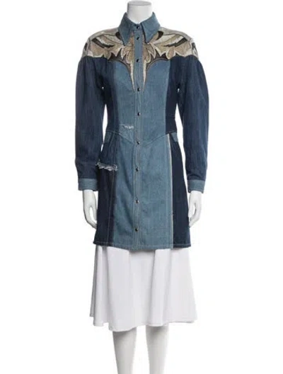 Pre-owned Coach Patterned Dress In Blue