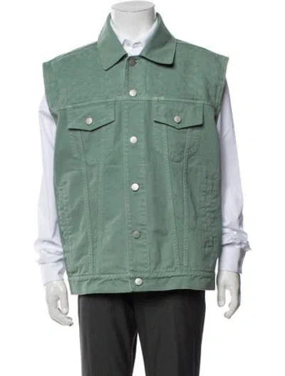 Pre-owned Coach Patterned Trucker Jacket In Green