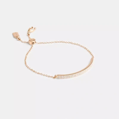 Coach Pavé Bar Slider Bracelet In Rose Gold