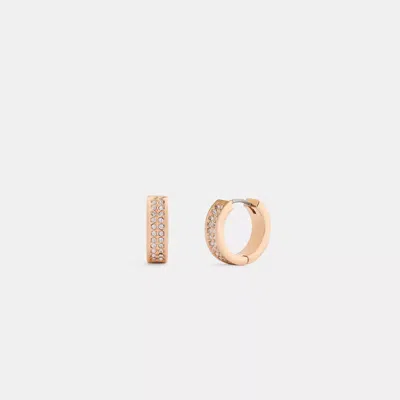 Coach Pavé C Huggie Earrings In Gold