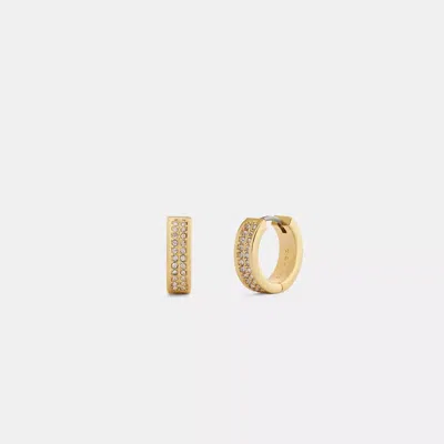 Coach Pavé C Huggie Earrings In Gold