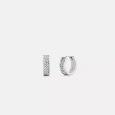 Coach Pavé C Huggie Earrings In Metallic