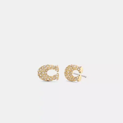 Coach Pavé C Stud Earrings In Gold