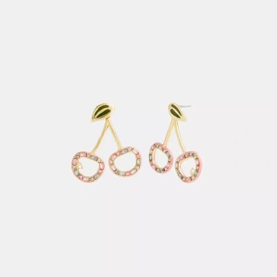 Coach Pavé Cherry Drop Earrings In Gold/multi