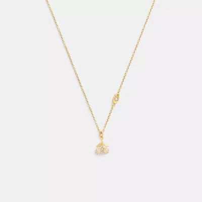 Coach Pavé Cherry Pendant Necklace In Gold