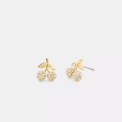 Coach Pavé Cherry Stud Earrings In Gold