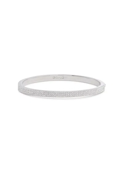 Coach Pavé Crystal-embellished Bangle In Silver