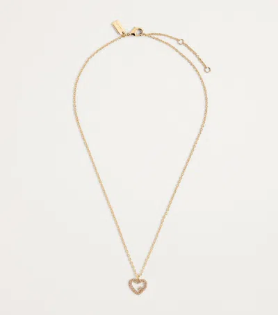 Coach Pavé Crystal Heart Necklace And Earrings Set In Gold