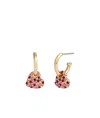 Coach Pavé Heart Charm Huggies In Pink/gold