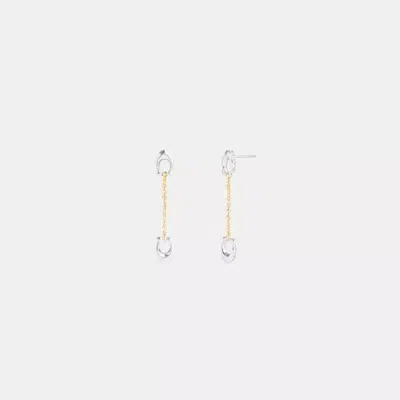 Coach Pavé Signature Chain Linear Earrings In Gold/silver