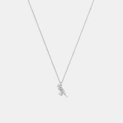Coach Pavé Skeletal Rexy Pendant Necklace In Silver
