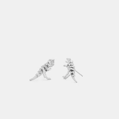 Coach Pavé Skeletal Rexy Stud Earrings In Metallic