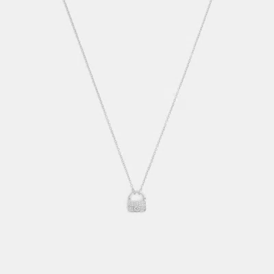 Coach Pavé Tabby Pendant Necklace In Metallic